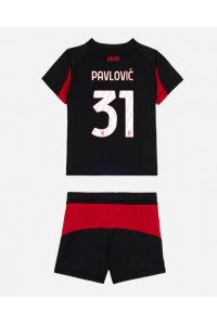 Fotbalové Dres AC Milan Strahinja Pavlovic #31 Dětské Domácí Oblečení 2025-26 Krátký Rukáv (+ trenýrky)